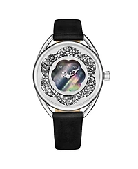 Stuhrling Women's Black Leather Strap Watch 38mm