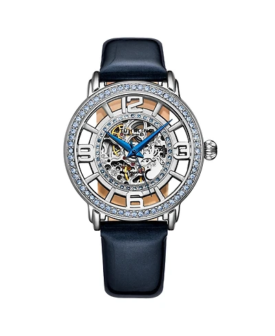 Stuhrling Women's Blue Leather Strap Watch 38mm