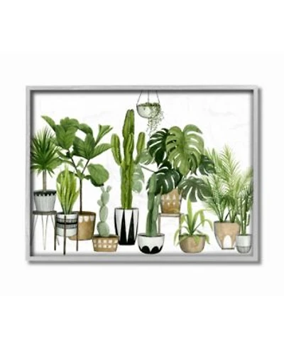 Stupell Industries Boho Plant Scene With Cacti Succulents In Geometric Pots Watercolor Gray Framed Texturized Art Collection
