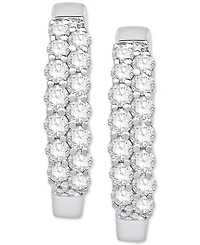 Diamond Two-Row Hoop Earrings in 14k White Gold (1/ ct. t.w