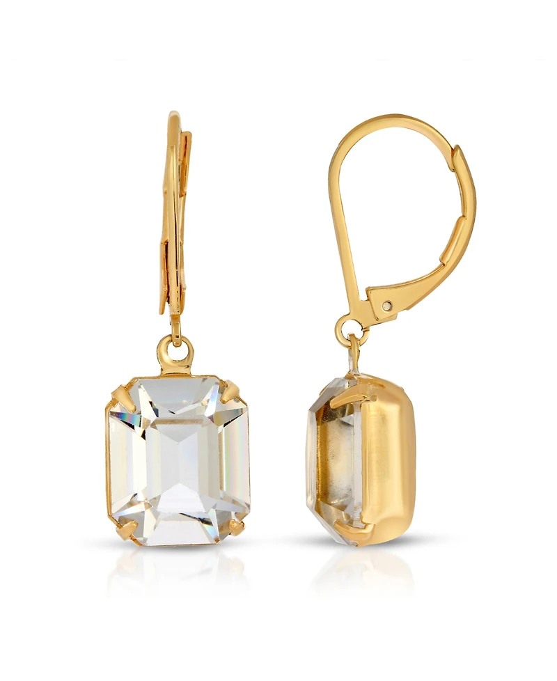 2028 Gold-Tone Octagon Drop Earrings Made with Crystals