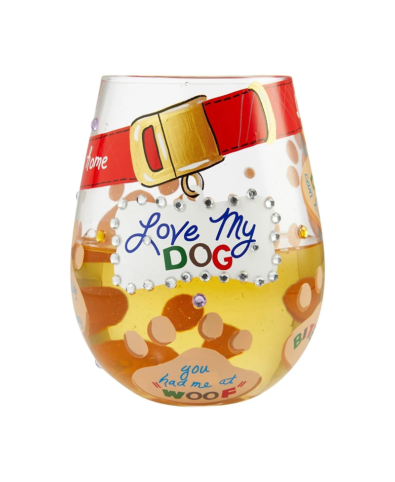 Enesco Lolita Love My Dog Stemless Wine Glass