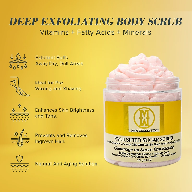 Omm Collection Emulsified Sugar Scrub – Swiss Chocolate 8oz