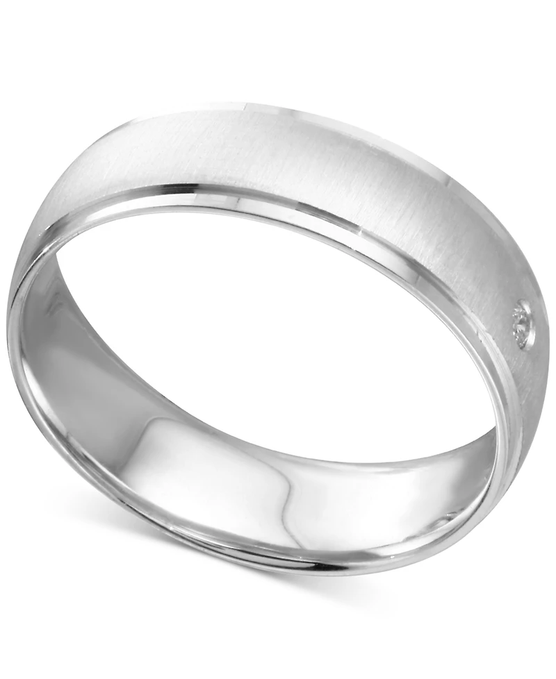 Men's Diamond Accent Textured Band White Gold