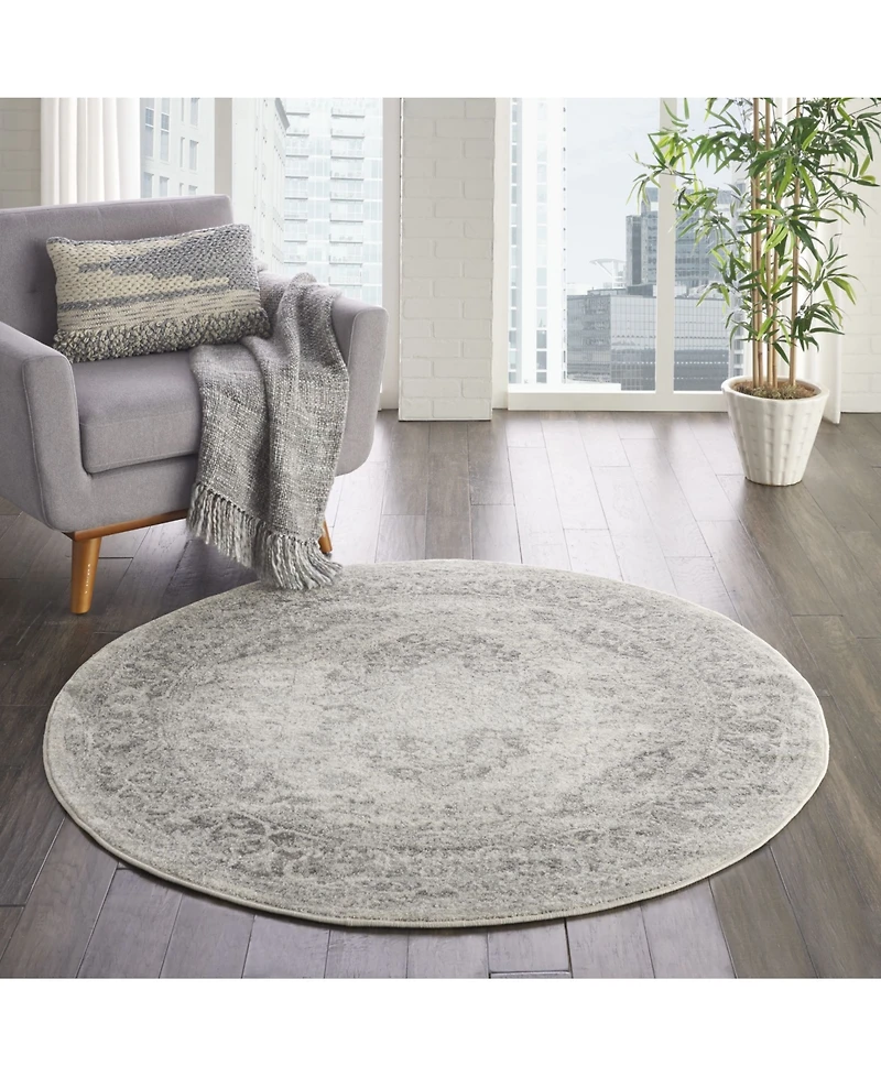 Long Street Looms Peace PEA05 Ivory 5'3" Round Area Rug