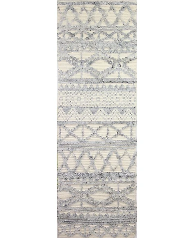 Closeout! Bashian Natural Wool M133 Ivory and Blue 2'6" x 8' Runner Rug