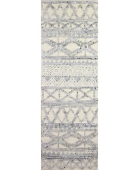 Closeout! Bashian Natural Wool M133 Ivory and Blue 2'6" x 8' Runner Rug