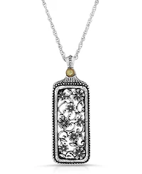 2028 Women's Pewter Flower Filigree Mirror Necklace