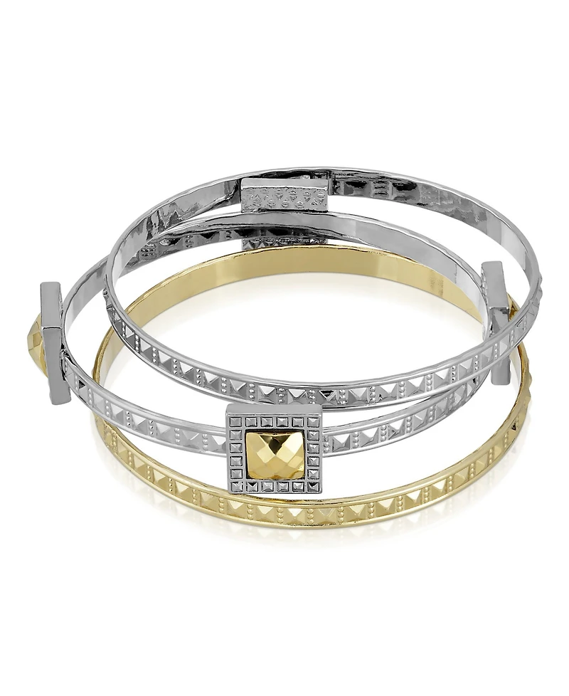2028 Gold-Tone and Silver-Tone 3 Piece Bangle Set