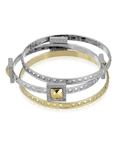 2028 Gold-Tone and Silver-Tone 3 Piece Bangle Set