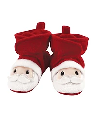 Hudson Baby Boys Cozy Fleece Booties, Santa, 0-6 Months