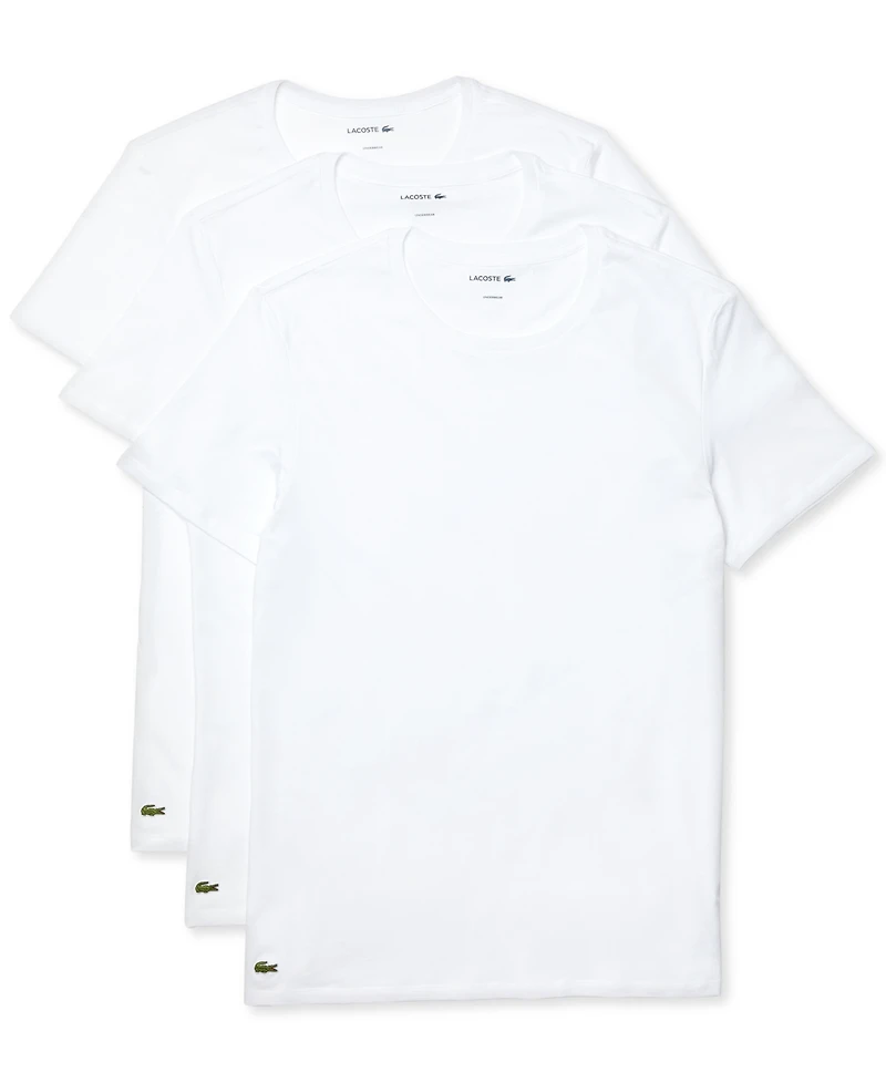 Lacoste Men's 3-Pack Essential Cotton Crew Neck Regular Fit Undershirts