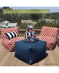 Majestic Home Goods Vertical Stripe Ottoman Square Pouf 27" x 17"