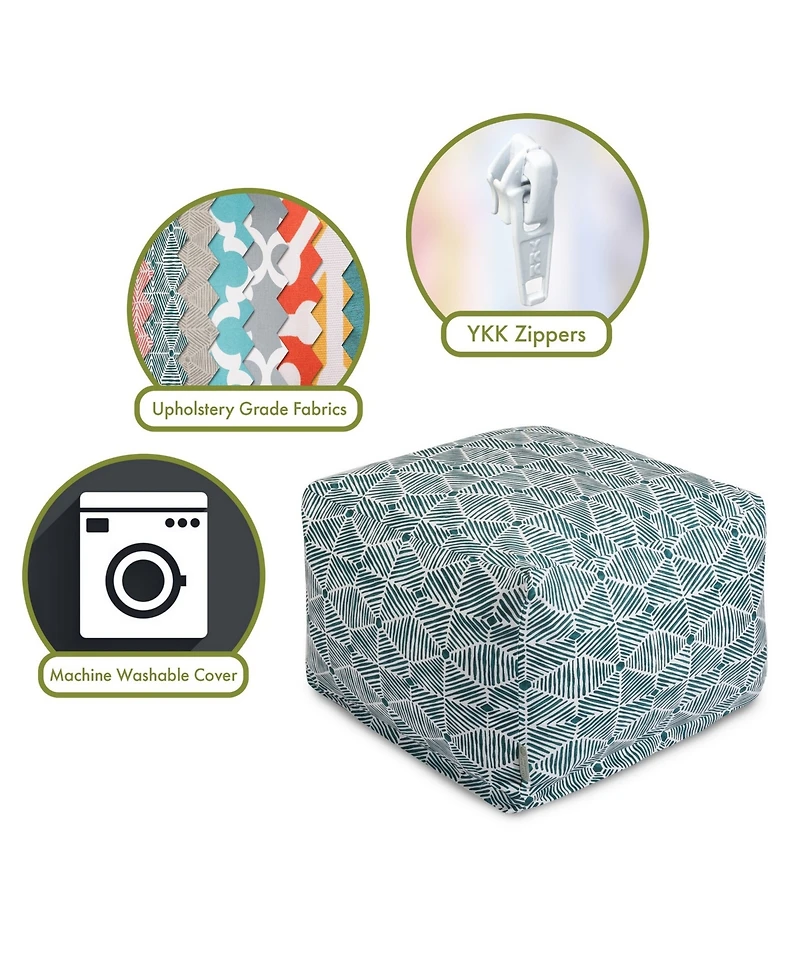 Majestic Home Goods Charlie Ottoman Square Pouf 27" x 17"