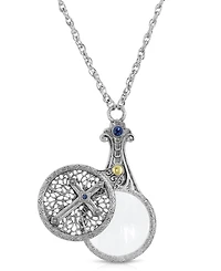 2028 Pewter Crystal Cross Sliding Magnifier 30" Pendant