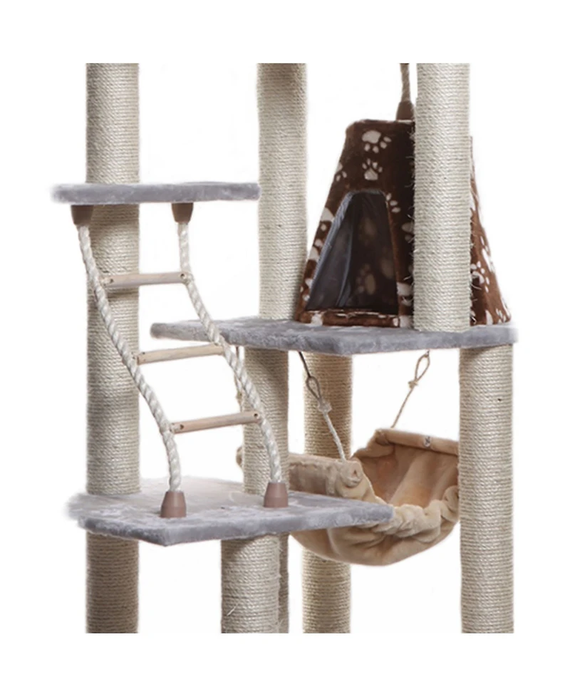 Armarkat Real Wood Cat Climber Play House, A7802 Cat furniture With Playhouse, Lounge Basket