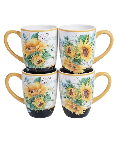 Certified International Sunflower Fields 4-Pc. Mugs