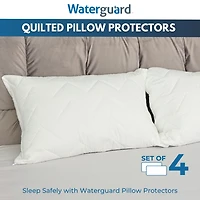 Waterguard Quilted Waterproof and Hypoallergenic Pillow Covers - King Size - 4 Pack
