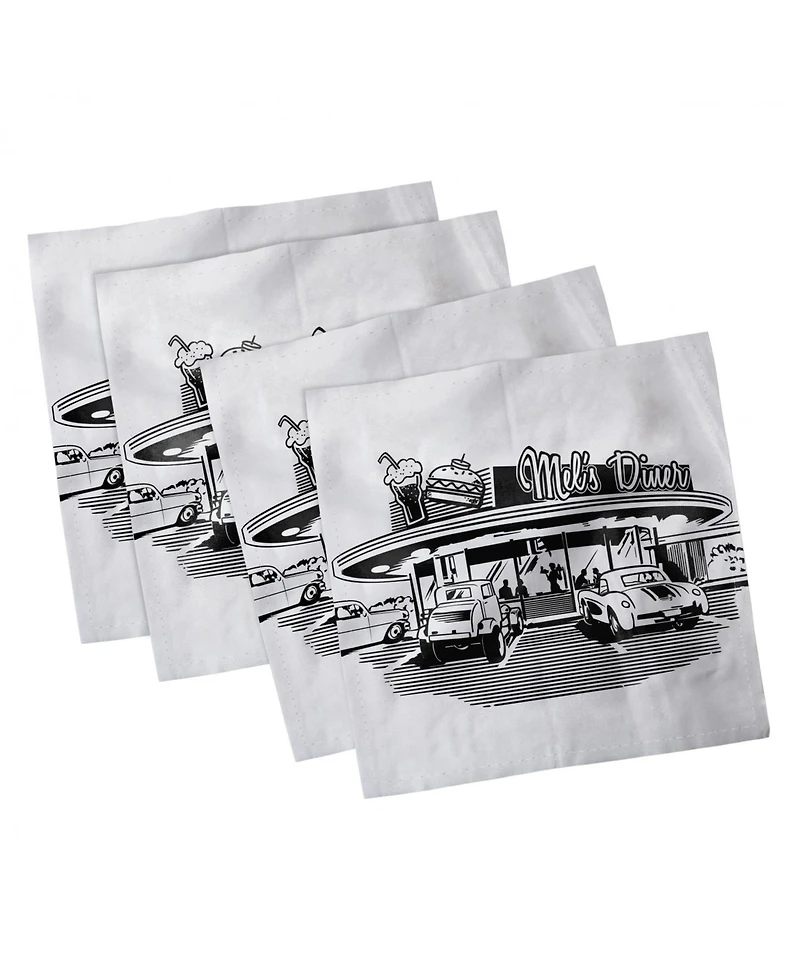 Ambesonne Retro Set of 4 Napkins, 12" x 12"