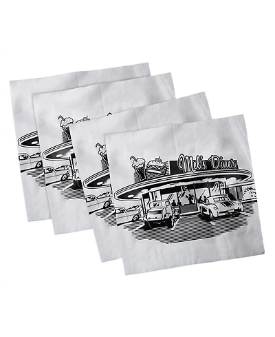 Ambesonne Retro Set of 4 Napkins, 12" x 12"