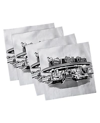 Ambesonne Retro Set of 4 Napkins, 12" x 12"