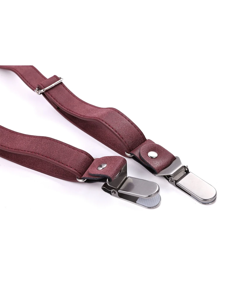 Mio Marino Men's Suede Y-Back Suspenders Bow Tie Set