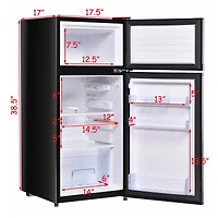 2 Doors 3.4 cu ft. Unit Compact Mini Refrigerator Freezer Cooler