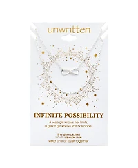 Unwritten Silver Plated Clear Cubic Zirconia Infinity Duo Necklace with Studded Second Chain