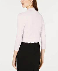 Jessica Howard Open-front Cropped 3/4 Sleeve Cardigan