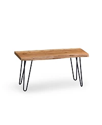 Alaterre Furniture Hairpin Natural Live Edge Bench with Coat Hook Set