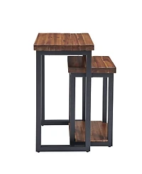 Alaterre Furniture Claremont Rustic Wood Nesting End Tables Set
