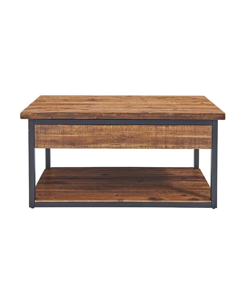 Alaterre Furniture Claremont Rustic Wood Coffee Table with Low Shelf