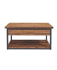 Alaterre Furniture Claremont Rustic Wood Coffee Table with Low Shelf