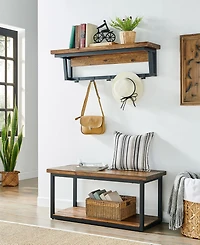 Alaterre Furniture Claremont Rustic Wood Coat Hook with Shelf
