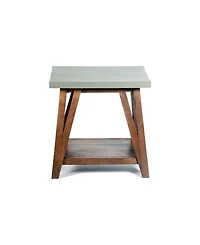 Alaterre Furniture Brookside Cement-Top Wood End Table
