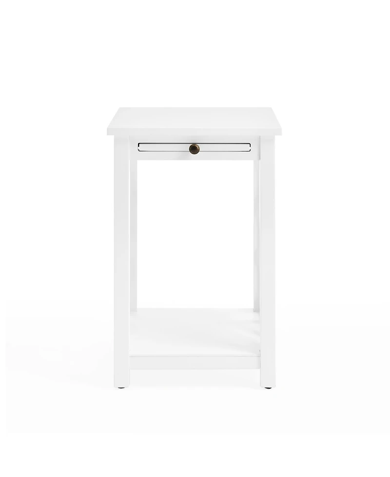 Alaterre Furniture Coventry Wood End Table with Tray Shelf and Bottom Shelf