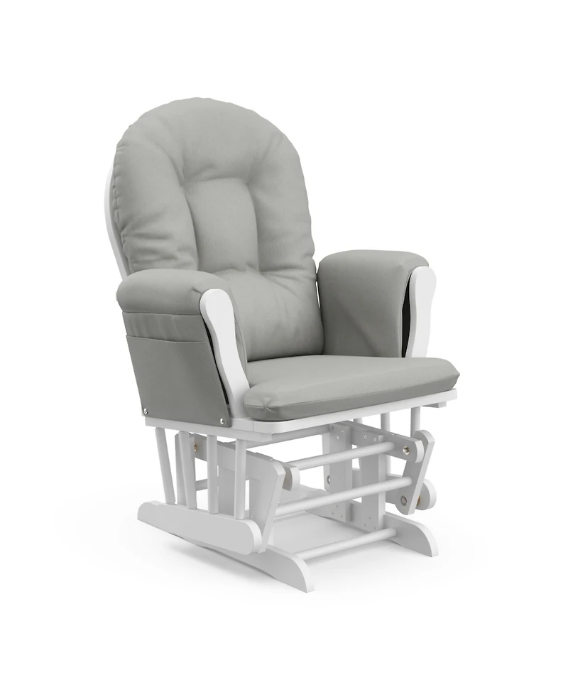 Storkcraft Hoop Glider and Ottoman - White with Pink