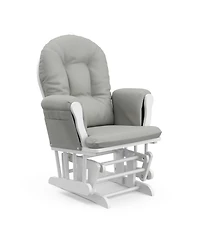 Storkcraft Hoop Glider and Ottoman - White with Pink