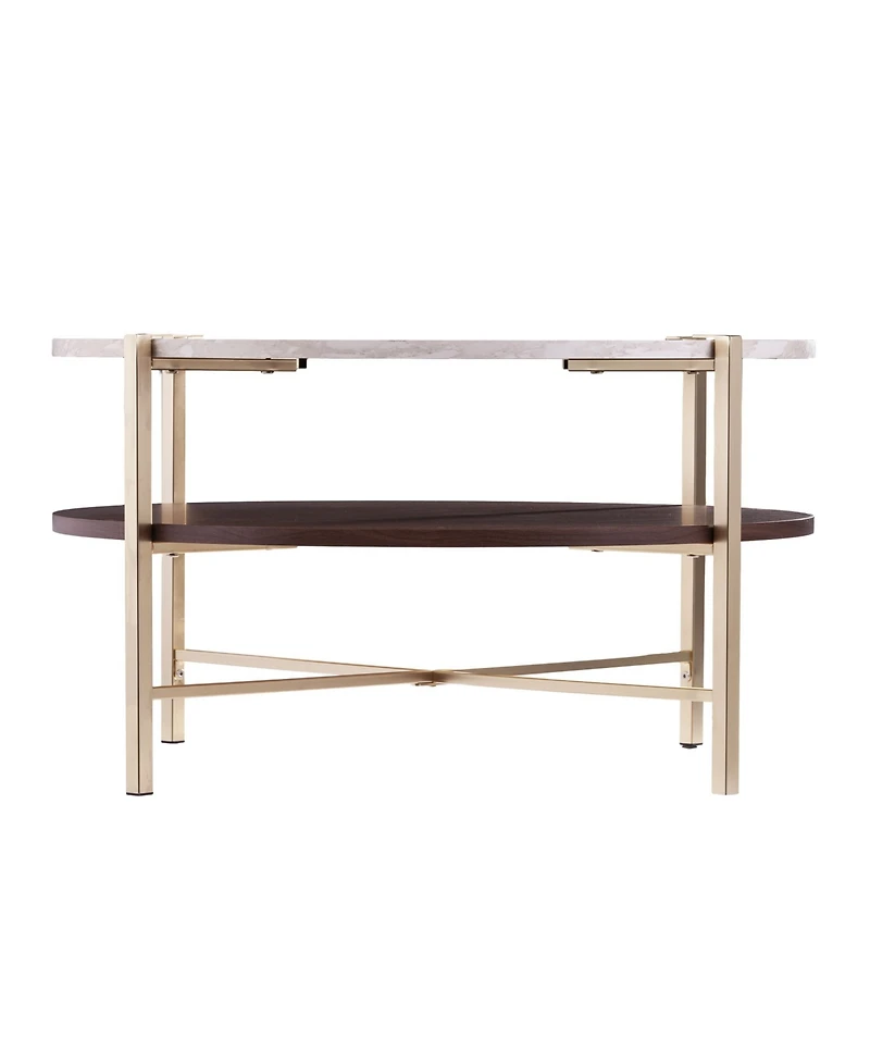 Southern Enterprises Valera Round Faux Marble Cocktail Table