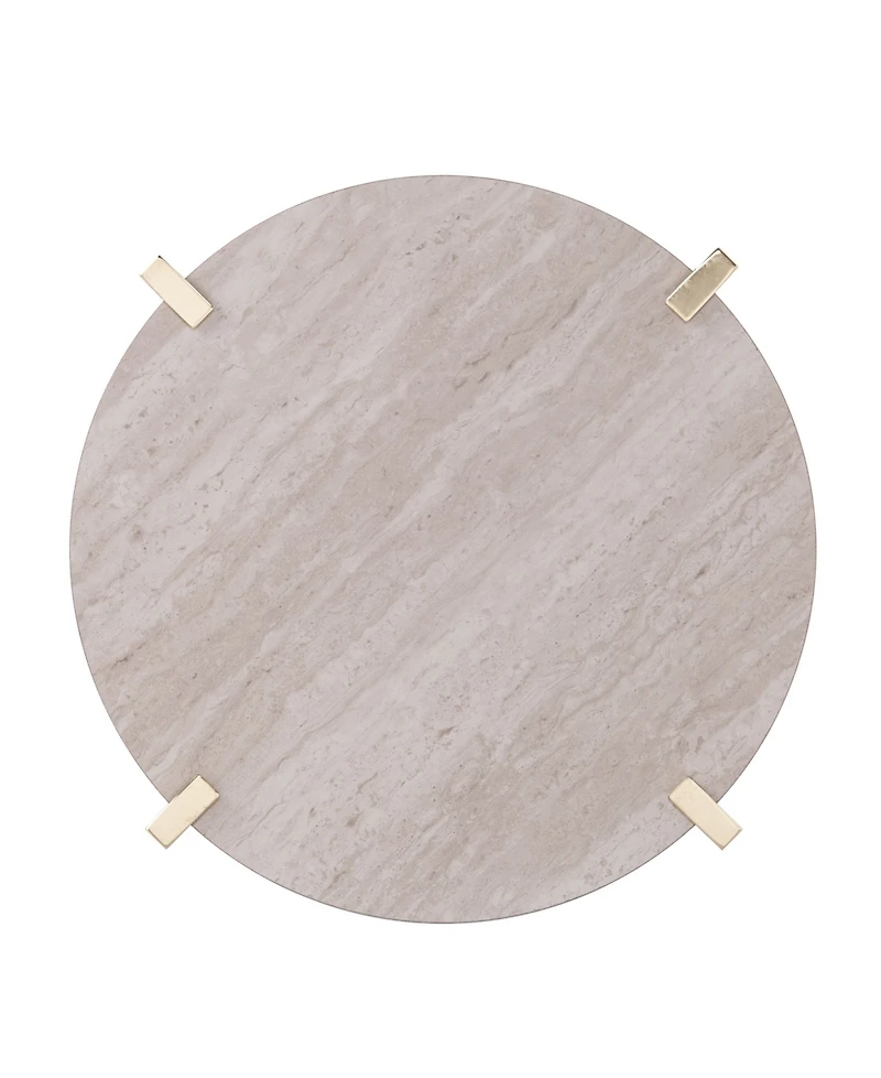 Southern Enterprises Valera Round End Table with Faux Marble Top