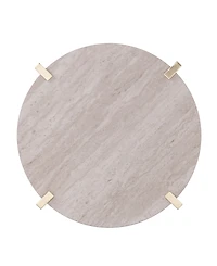 Southern Enterprises Valera Round End Table with Faux Marble Top