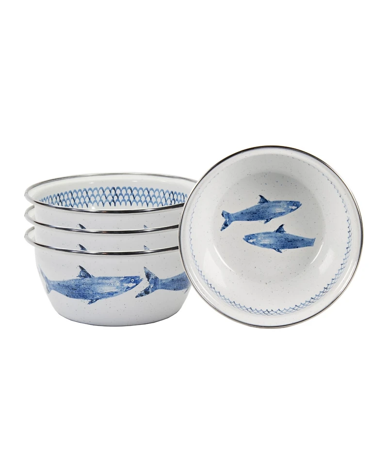 Golden Rabbit Fish Camp Enamelware Salad Bowls, Set of 4
