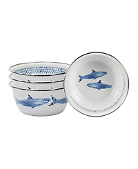 Golden Rabbit Fish Camp Enamelware Salad Bowls, Set of 4