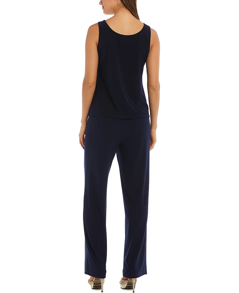 R & M Richards Petite 3-Pc. Sequined-Lace Jacket, Top & Pants