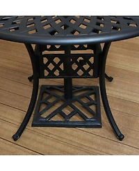 Outdoor Heavy-Duty Cast Iron Decorative Modern Geometric Design Patio Yard Square Umbrella Base Stand - 17" - Black