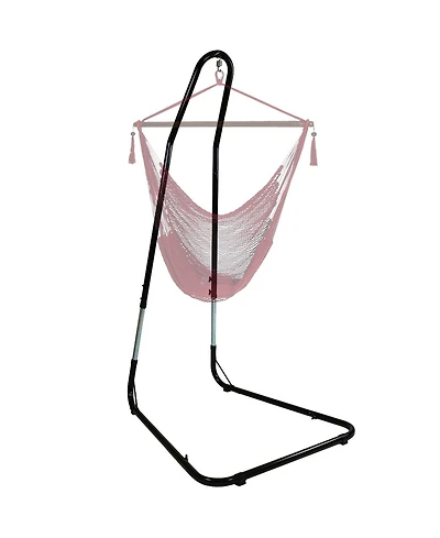 Adjustable Heavy-Duty Steel Hammock Chair Stand - 79" to 93"/330 lb Weight Capacity - Black