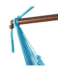 Caribbean Style Extra Large Hanging Rope Hammock Chair Swing with Stand - 300 lb Weight Capacity