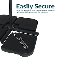 4-Piece Cantilever Umbrella Base Plates Set -For Cross-Style Bases - Fill with Sand or Water - Black