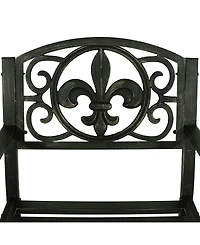 Traditional Fleur-de-Lis Design Cast Iron and Steel Outdoor Rocking Chair