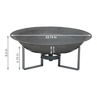 Outdoor Camping or Backyard Cast Iron with Heat Resistant Finish Modern Round Fire Pit Bowl with Stand - 23" - Bronze